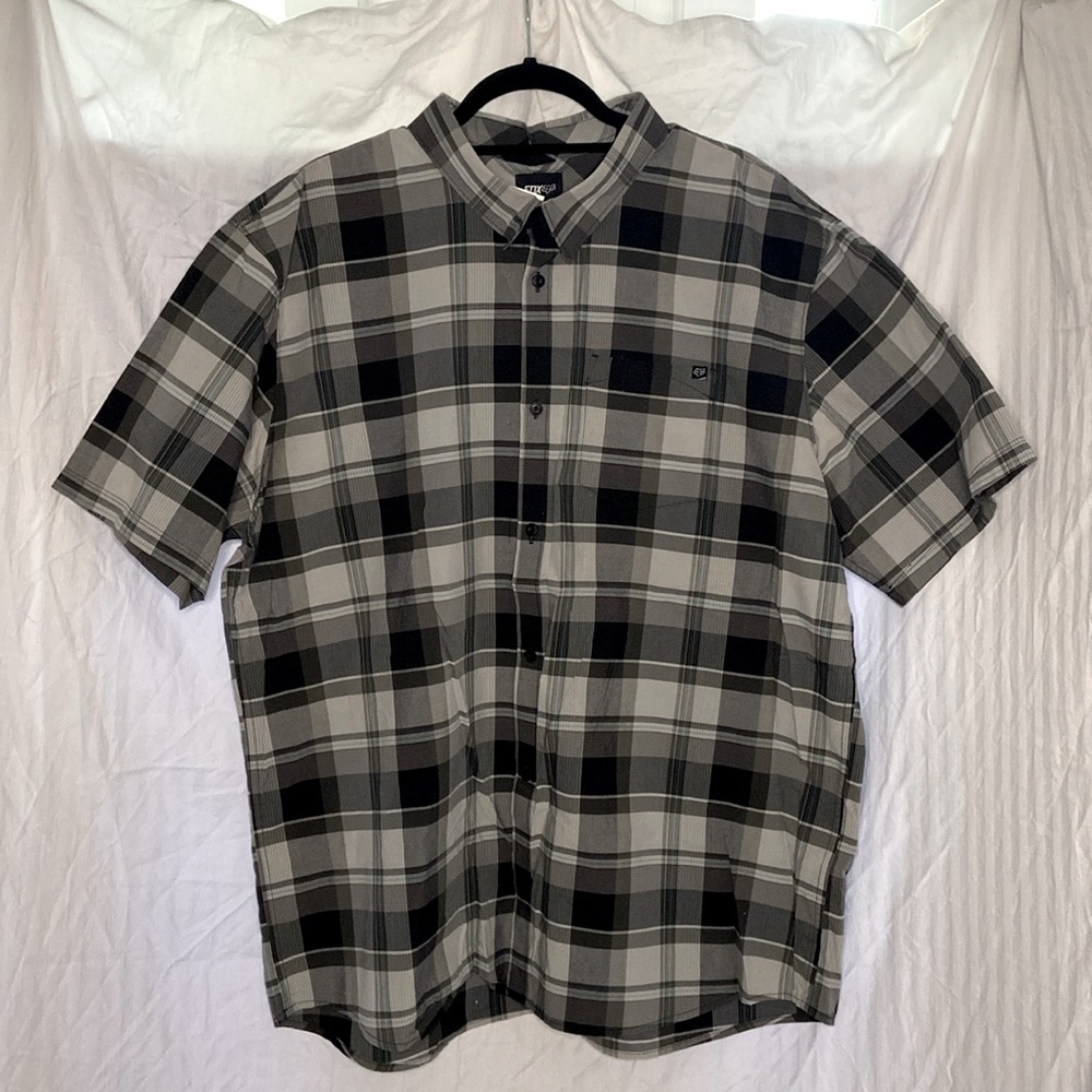 Men's Oxford Fox Racing shirt gray and black Plaid size XXL S/S